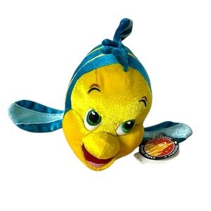 NEW NWT VTG Disney Parks Little Mermaid Flounder stuffed animal Flounder plushee